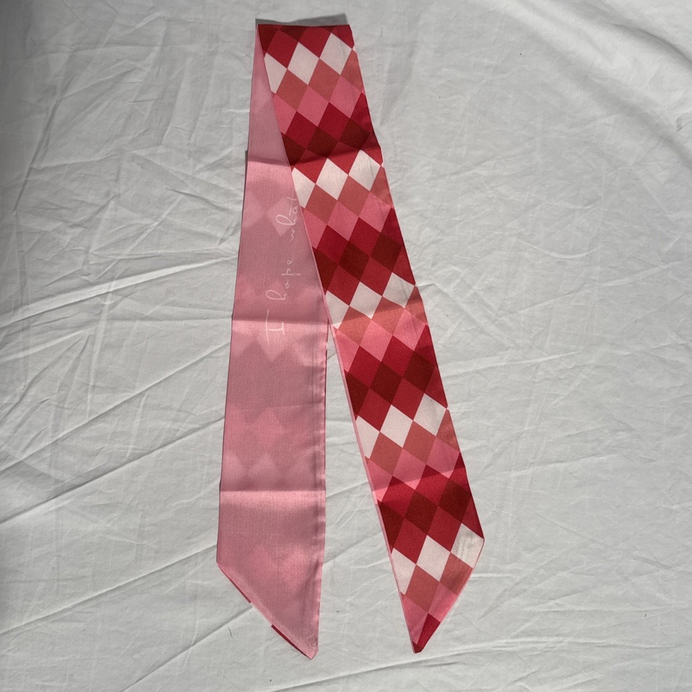 Red‎ Pink White Plaid Ladies Purse Hair Scarf With Message On Back New